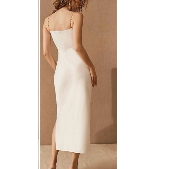 NWT Sachin + Babi Pema Satin Midi Dress White Pearl Gold Wedding Straps Size 10 - Picture 13 of 13